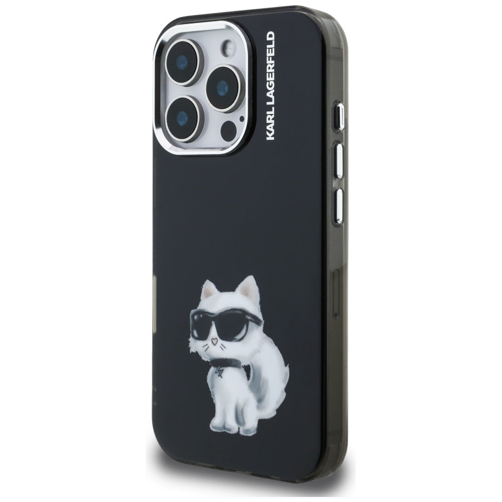 Karl Lagerfeld IML Aquarelle Choupette & Logo iPhone 16 Pro Case - sort