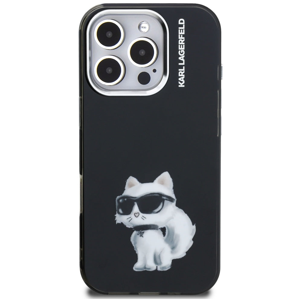 Karl Lagerfeld IML Aquarelle Choupette & Logo iPhone 16 Pro Case - sort