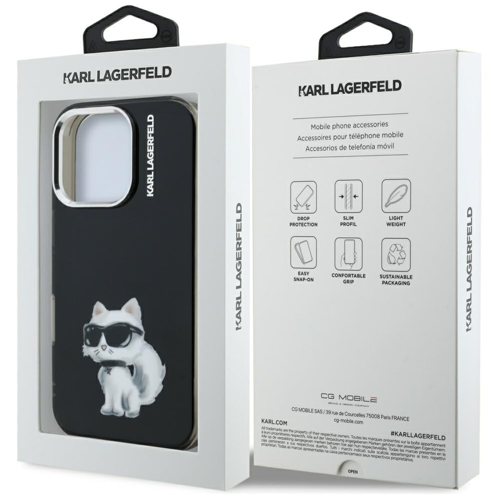 Karl Lagerfeld IML Aquarelle Choupette & Logo iPhone 16 Pro Case - sort