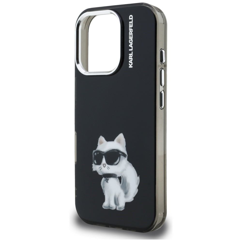 Karl Lagerfeld IML Aquarelle Choupette & Logo Case til iPhone 16 Pro Max - sort