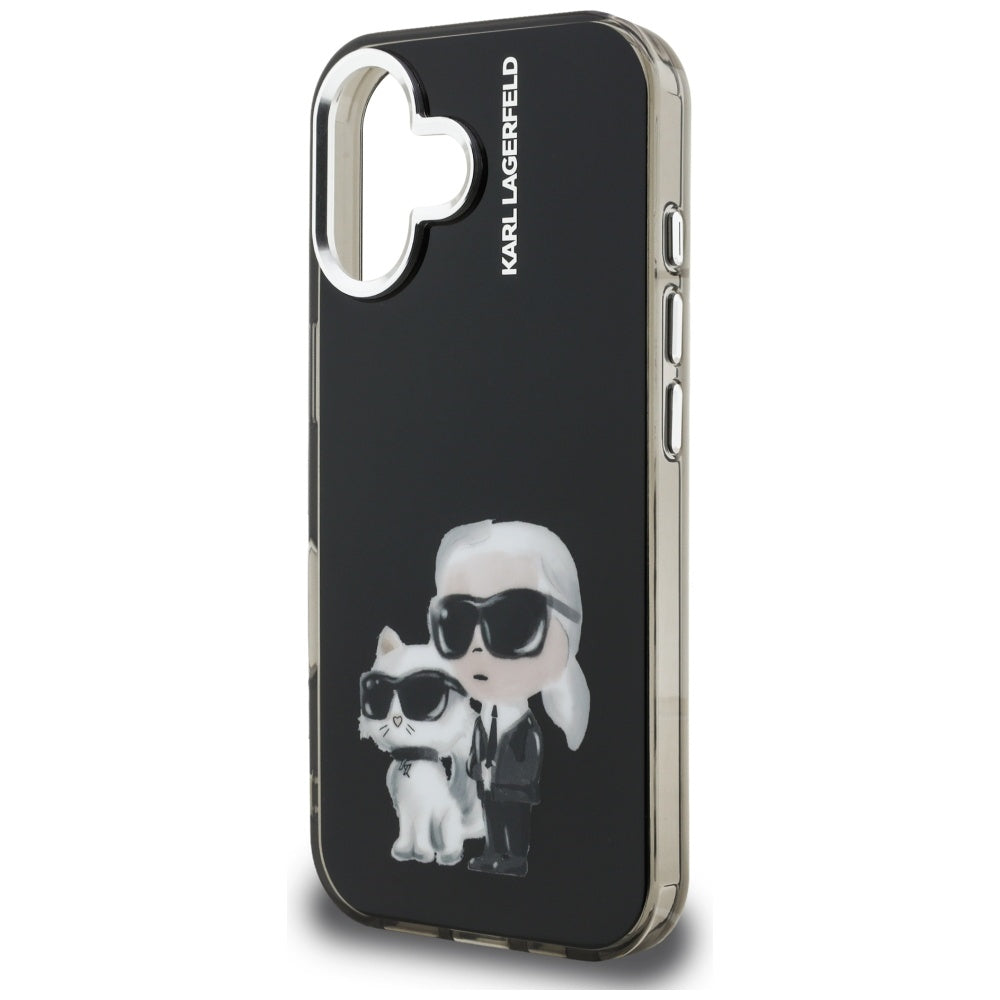 Karl Lagerfeld IML Aquarelle Karl & Choupette & Logo iPhone 16 Case - sort
