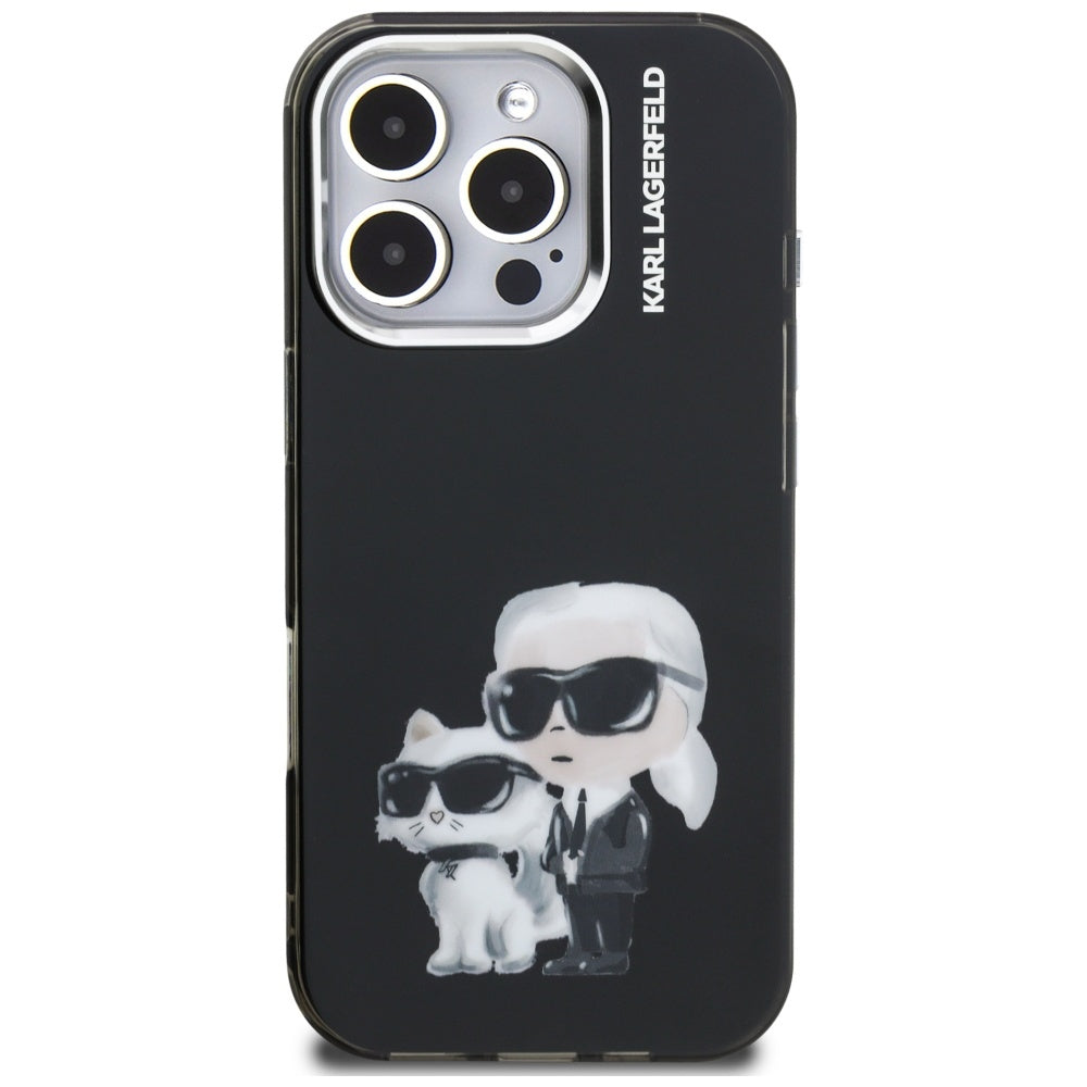 Karl Lagerfeld IML Aquarelle Karl & Choupette & Logo iPhone 16 Pro Case sort