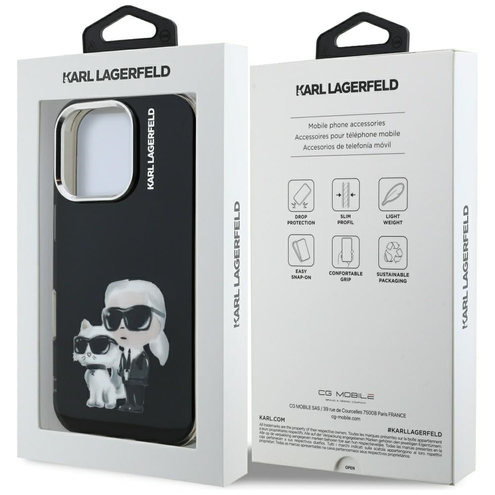 Karl Lagerfeld IML Aquarelle Karl & Choupette & Logo iPhone 16 Pro Case sort