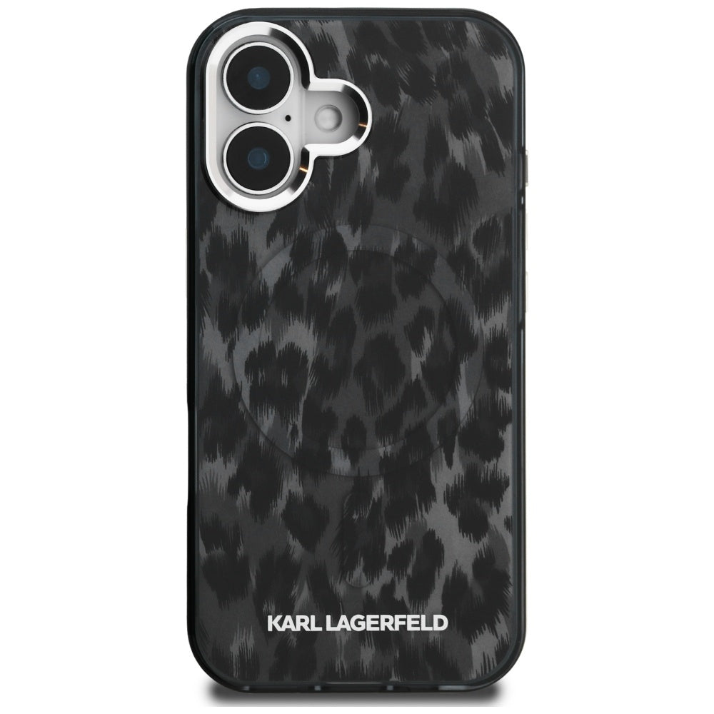 Karl Lagerfeld IML Leopard Pattern MagSafe Case til iPhone 16 - sort