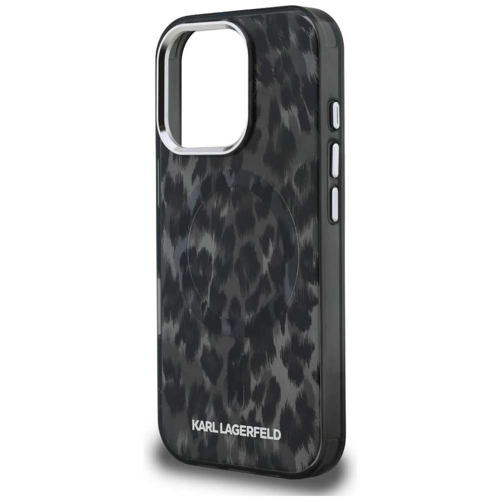 Karl Lagerfeld IML Leopard Pattern MagSafe Case til iPhone 16 Pro Max - sort