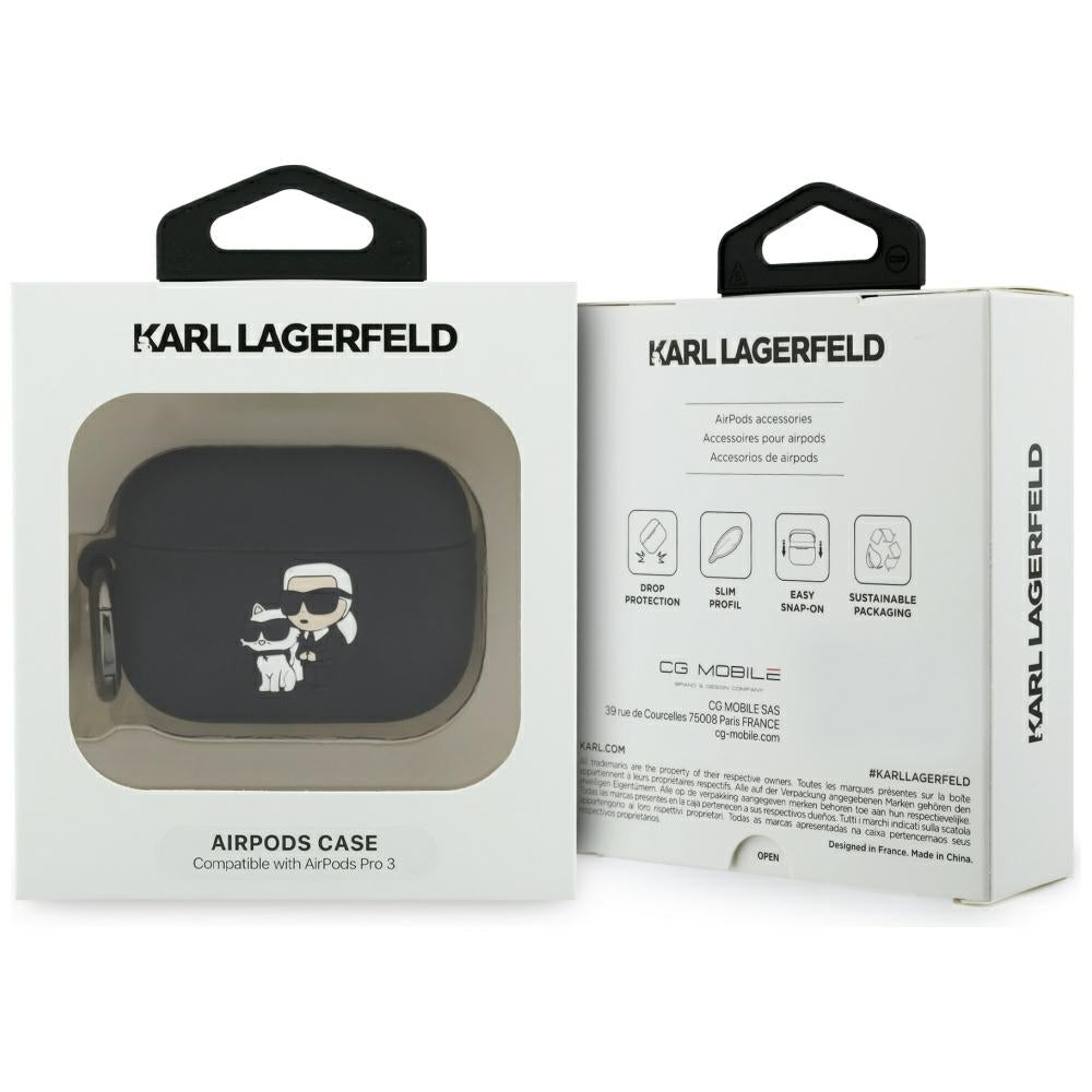Karl Lagerfeld Silikon Karl & Chaupette Head 3D Case til AirPods Pro 3 - sort