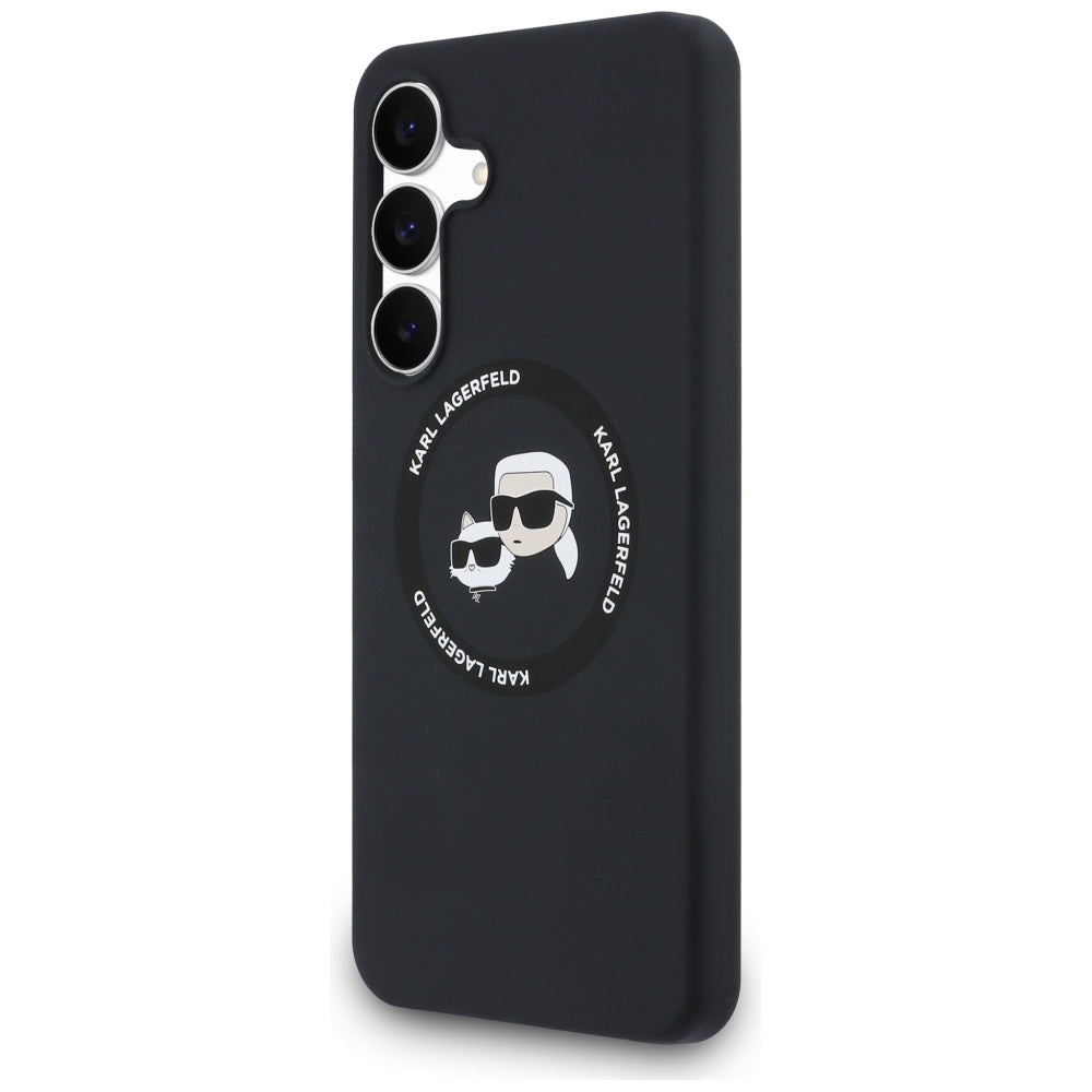 Karl Lagerfeld Silicone Karl & Choupette Heads MagSafe Case til Samsung Galaxy S25 FE - sort