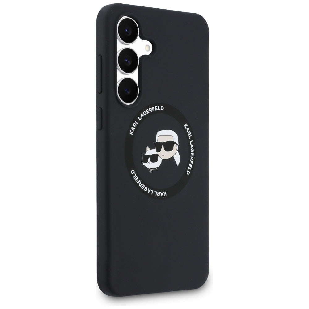 Karl Lagerfeld Silicone Karl & Choupette Heads MagSafe Case til Samsung Galaxy S25 FE - sort
