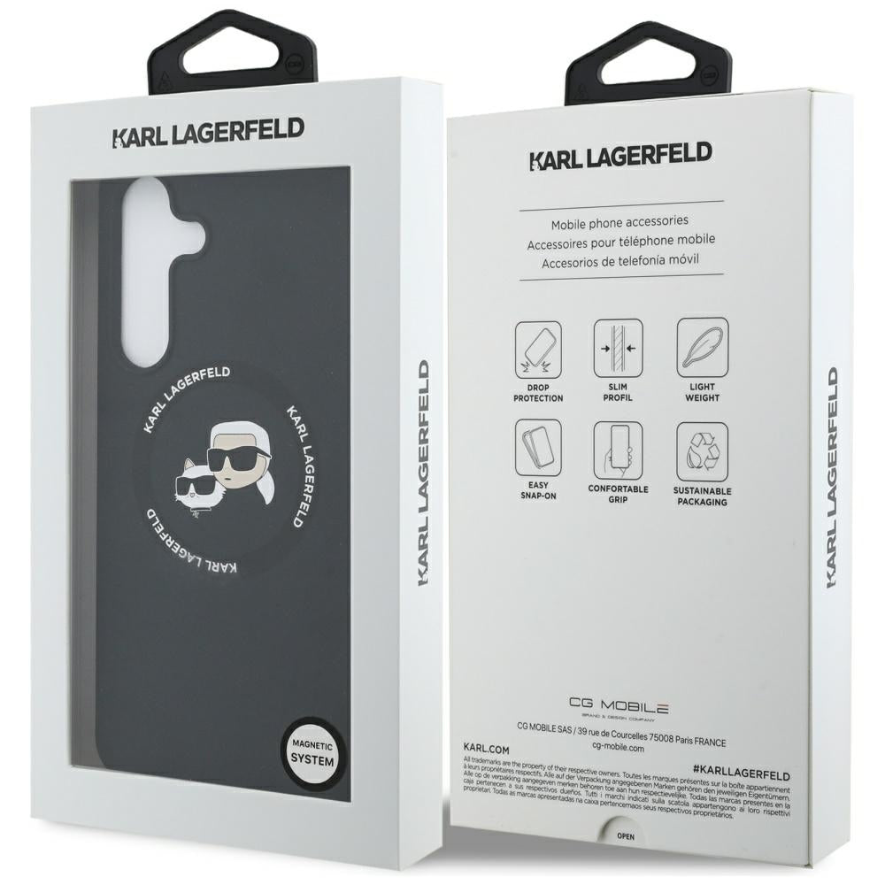 Karl Lagerfeld Silicone Karl & Choupette Heads MagSafe Case til Samsung Galaxy S25 FE - sort
