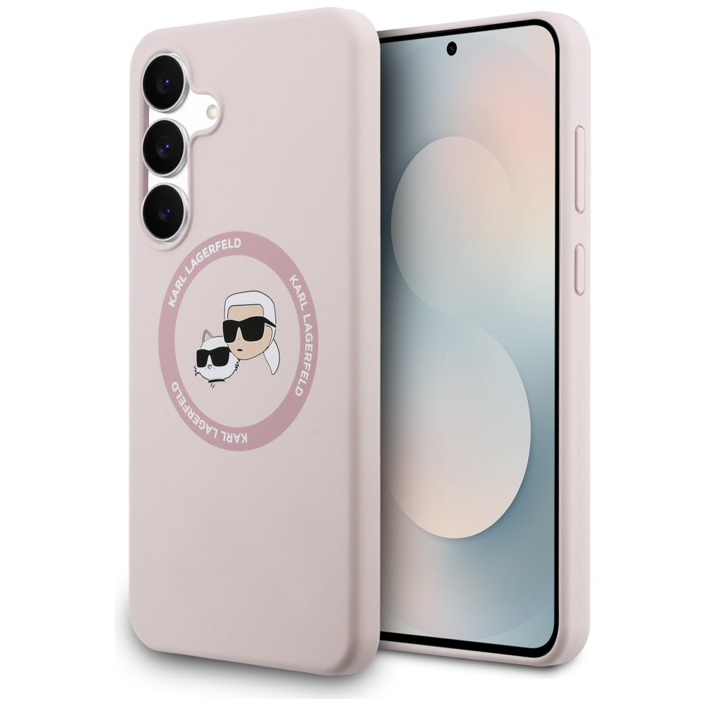Karl Lagerfeld Silicone Karl & Choupette Heads MagSafe Case til Samsung Galaxy S25 FE - Pink