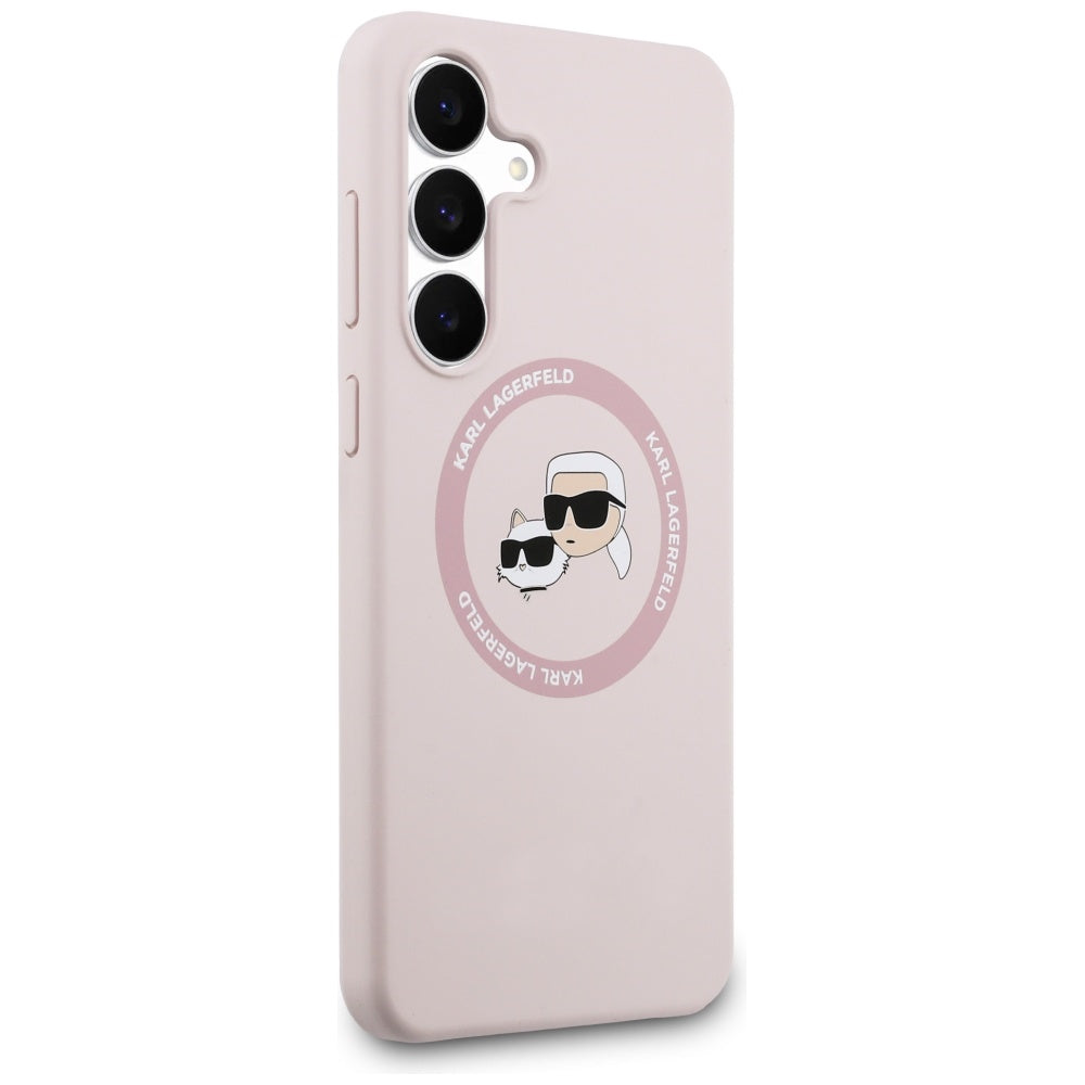Karl Lagerfeld Silicone Karl & Choupette Heads MagSafe Case til Samsung Galaxy S25 FE - Pink