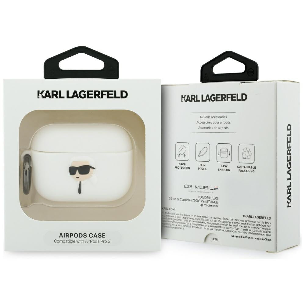 Karl Lagerfeld Silikon Karl Head 3D Case til AirPods Pro 3 - Hvid
