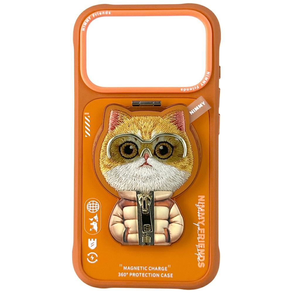 Nimmy Cool&Cute 2.0 Cat Case for iPhone 17 Pro Max with Magnetic Hanger - Orange