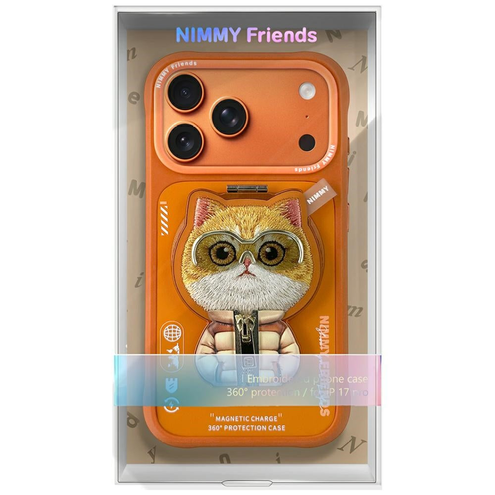 Nimmy Cool&Cute 2.0 Cat Case til iPhone 17 Pro Max med Magnetisk Hanger - Orange
