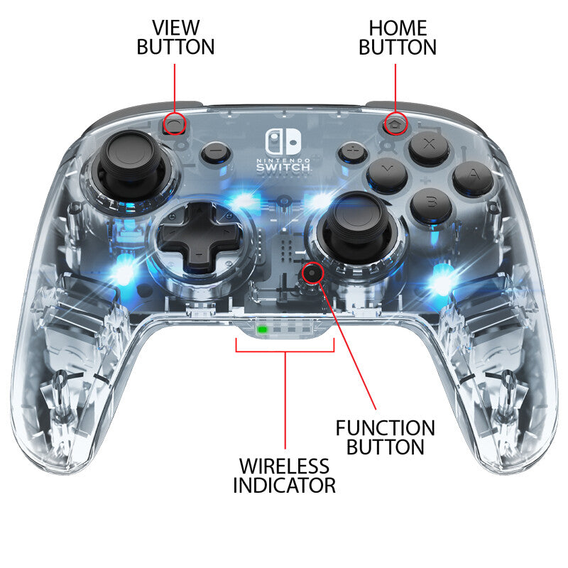 PDP Afterglow Sort, Transparent Gamepad Analog/digital Nintendo Switch, Nintendo Switch Lite, Nintendo Switch OLED