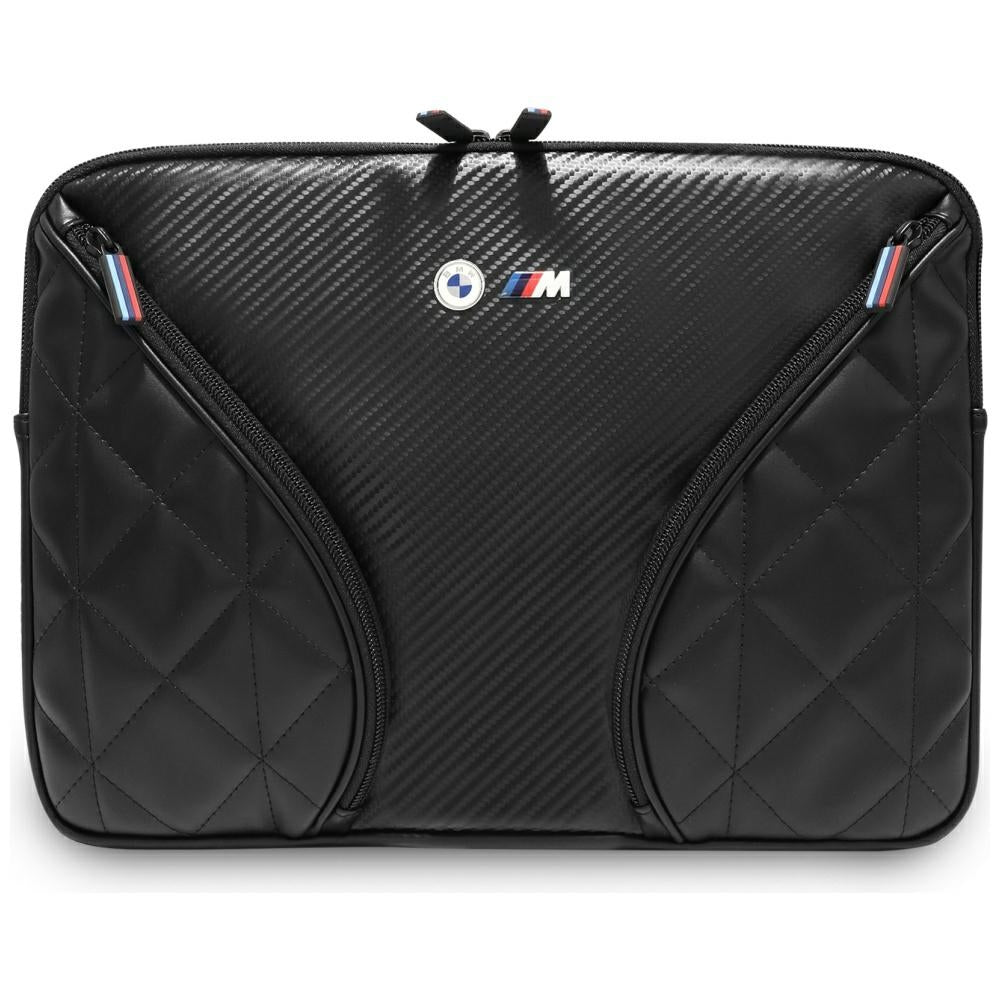 BMW Carbon Pockets & Metal Logo Sleeve 14" Laptop Bag - sort