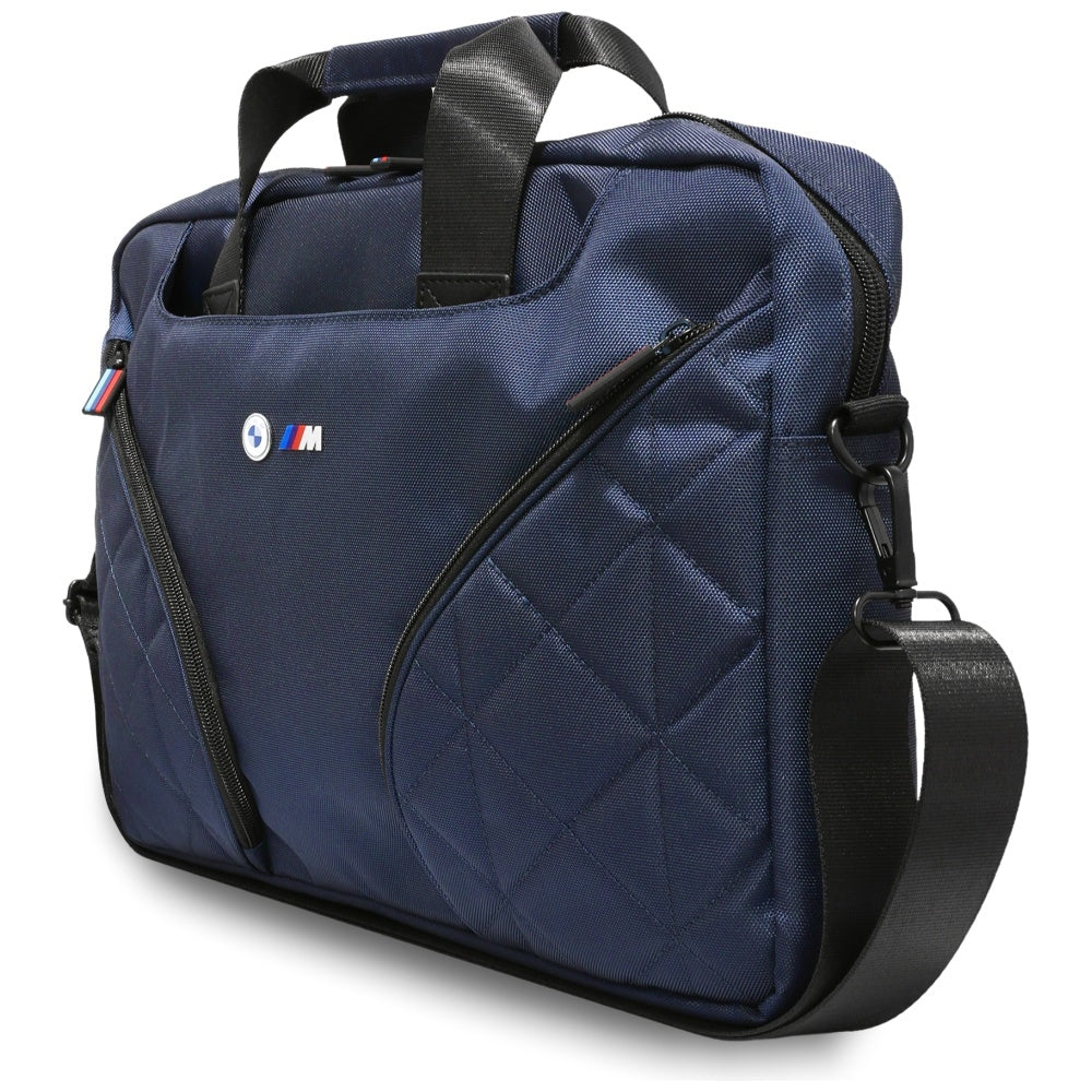BMW Nylom lommer & Metal Logo 16" Laptop Bag - Navy Blue