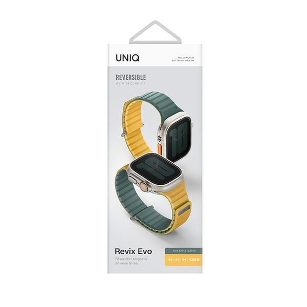 Uniq Revix Evo magnetrem til Apple Watch 42 / 44 / 45 / 49 mm - Grøn-gul