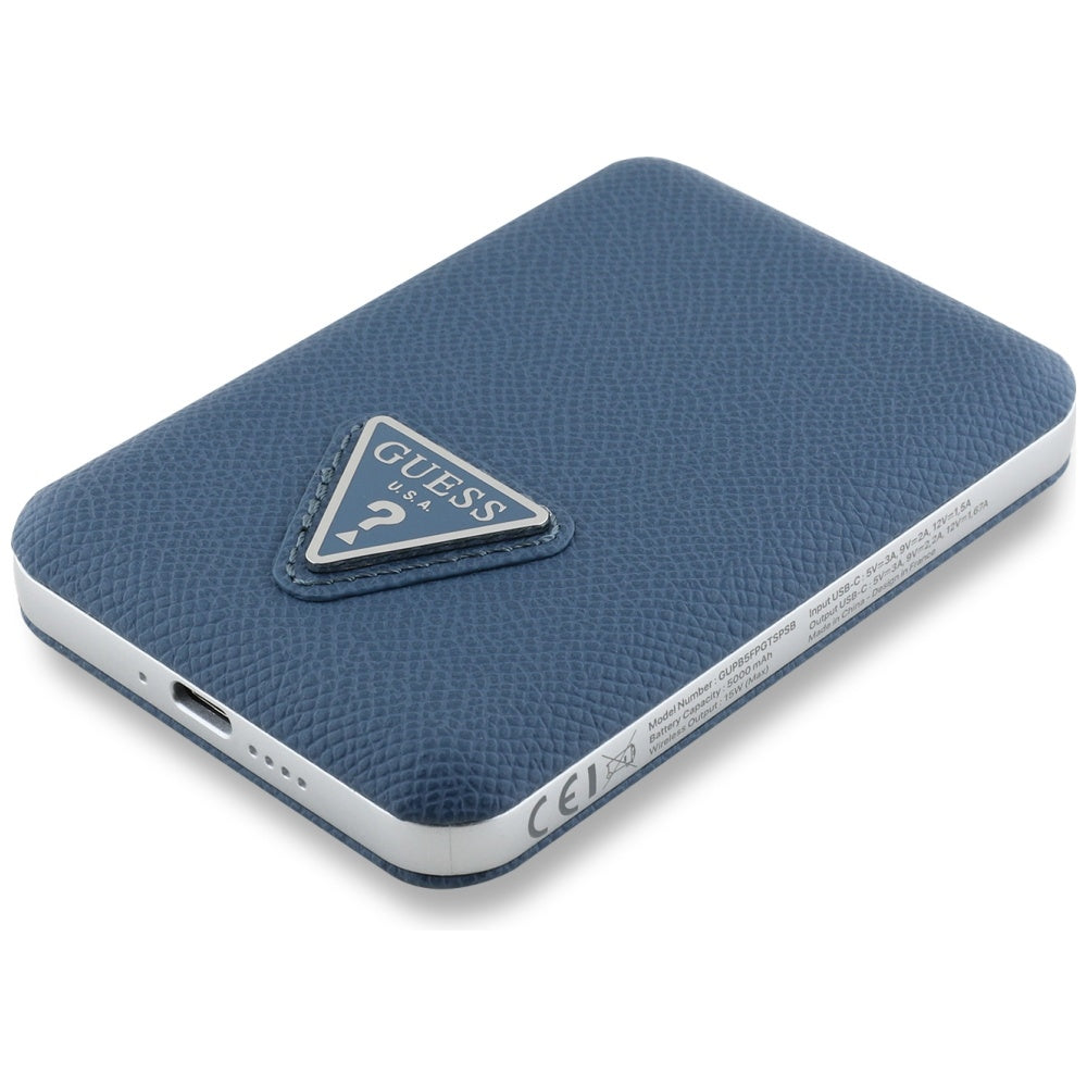Guess Grained Triangle Powerbank med MagSafe 5000mAh 15W USB-C - blå