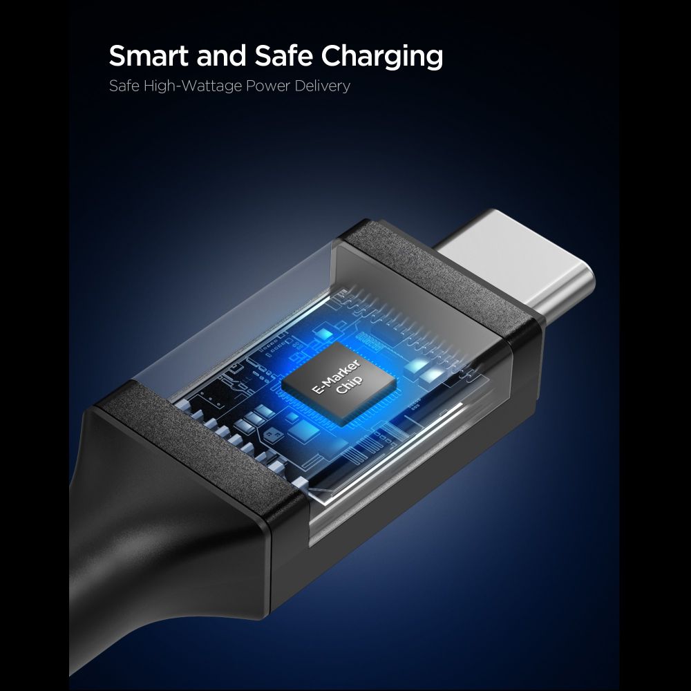 Spigen Essential EB24012CC USB-C / USB-C 240W 120cm Kabel - sort