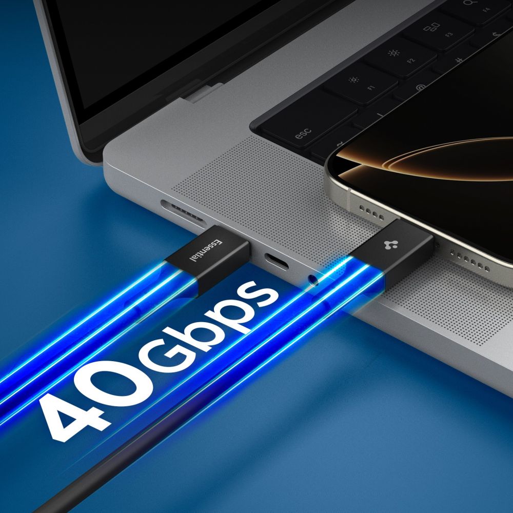Spigen Essential EB24012CC USB-C / USB-C 240W 120cm Kabel - sort