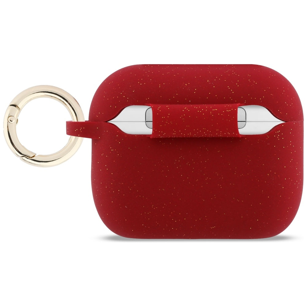 Guess Silicone Glitter Ring Case til AirPods Pro 3 - Rød og Glitter