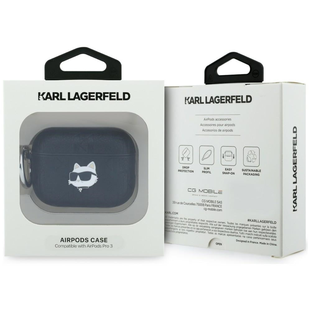 Karl Lagerfeld Monogram Choupette Head Case til AirPods Pro 3 - sort