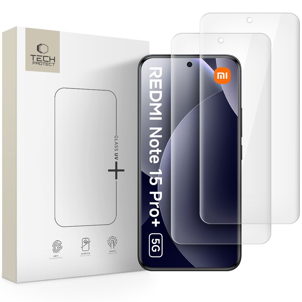 Tech-Protect Glass UV+ 2-pakke af hærdet glas til Xiaomi Redmi Note 15 Pro+ 5G