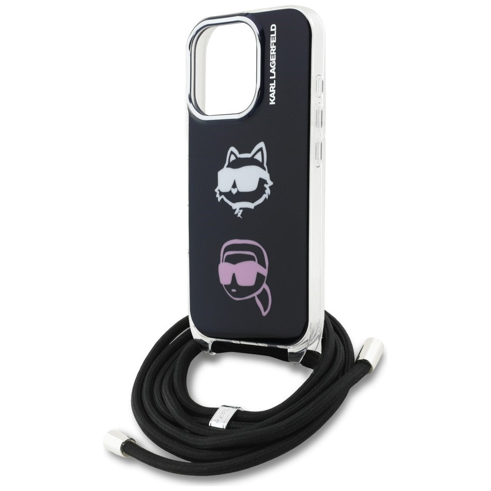 Karl Lagerfeld IML Crossbody Karl&Choupette Head Case til iPhone 16 Pro - sort