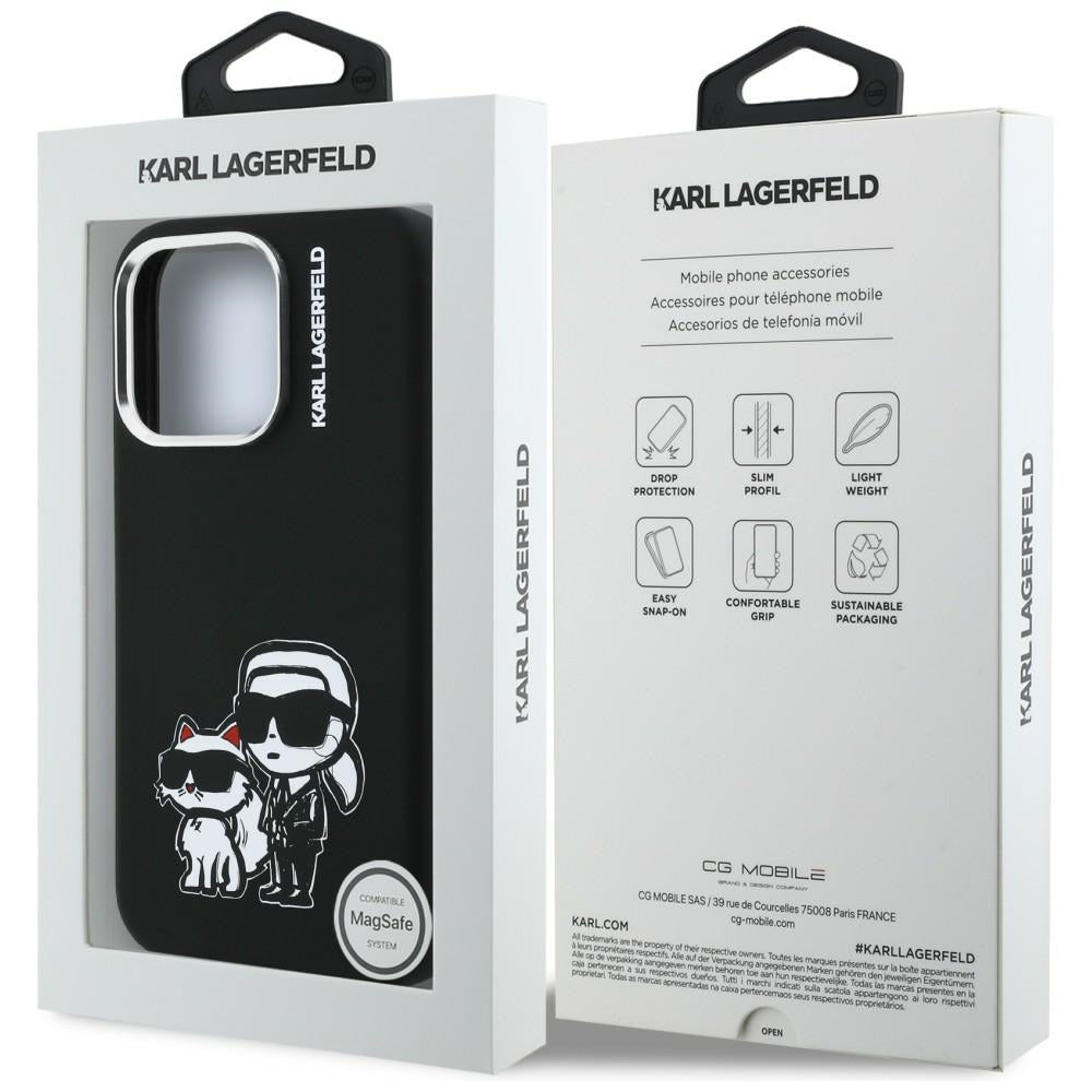 Karl Lagerfeld Silicone Karl & Choupette Sketch MagSafe Case til iPhone 16 Pro Max - sort