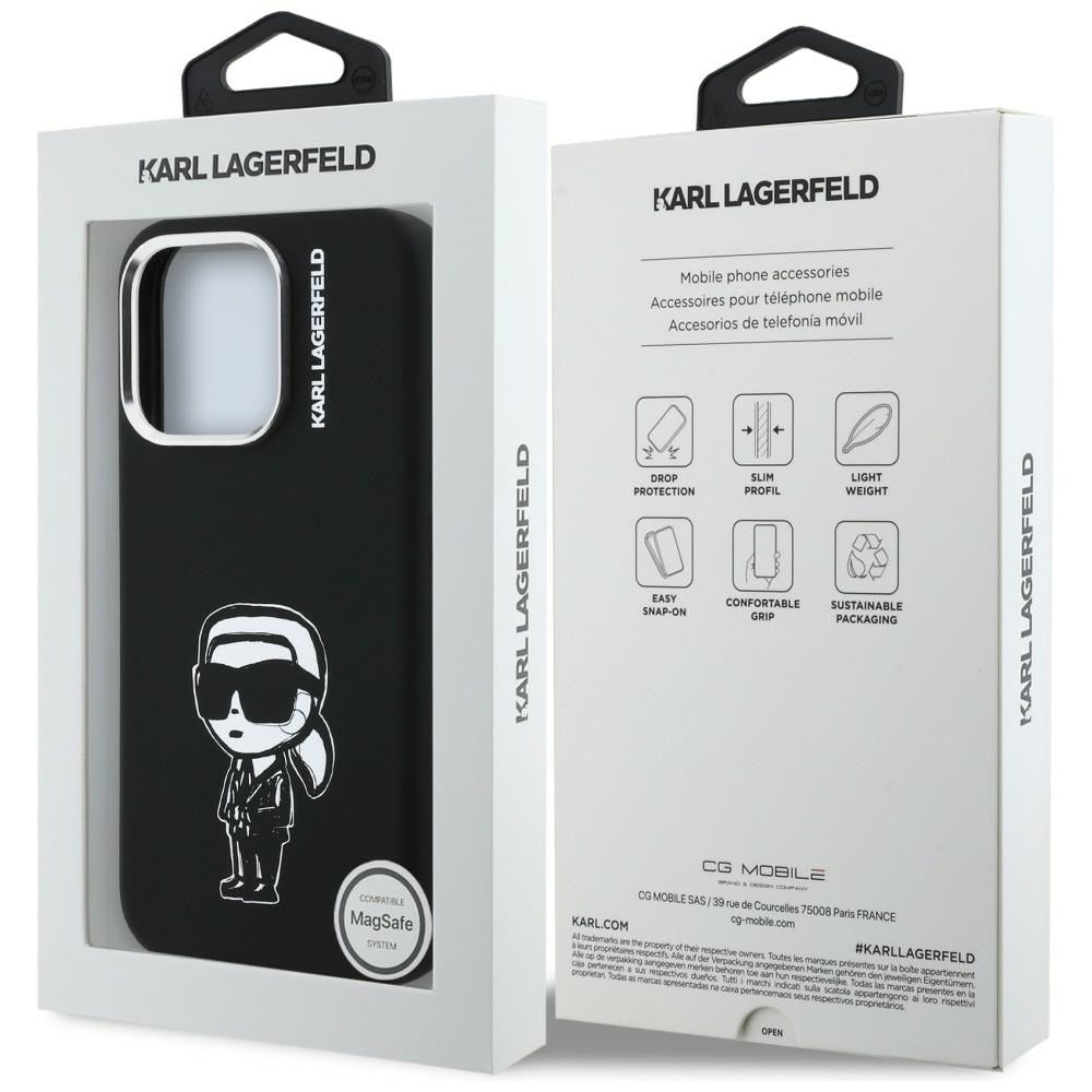 Karl Lagerfeld Silicone Karl Sketch MagSafe Case til iPhone 16 Pro Max - sort