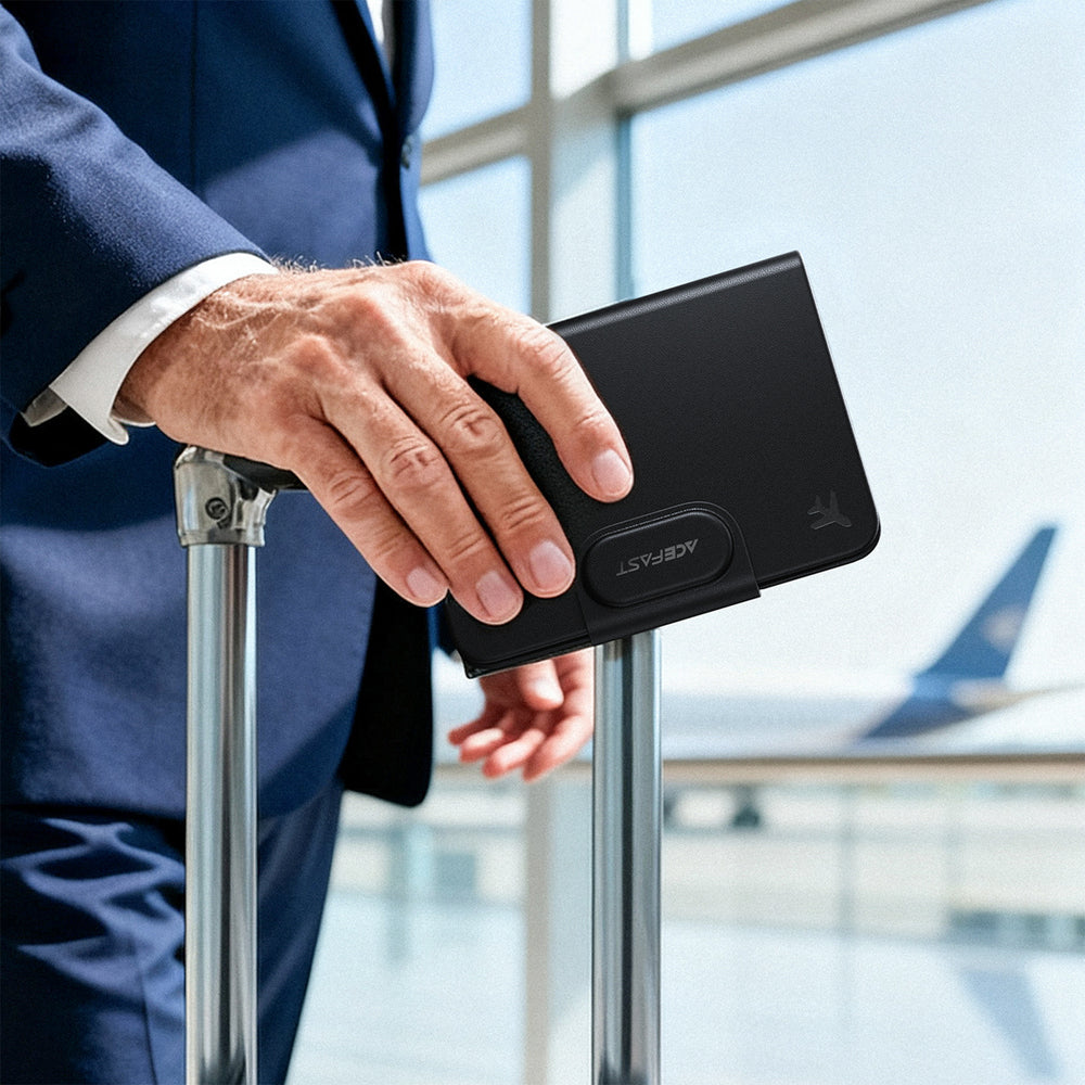 Acefast S6 Bluetooth Passport Case-Compatible with Apple Find My - Black