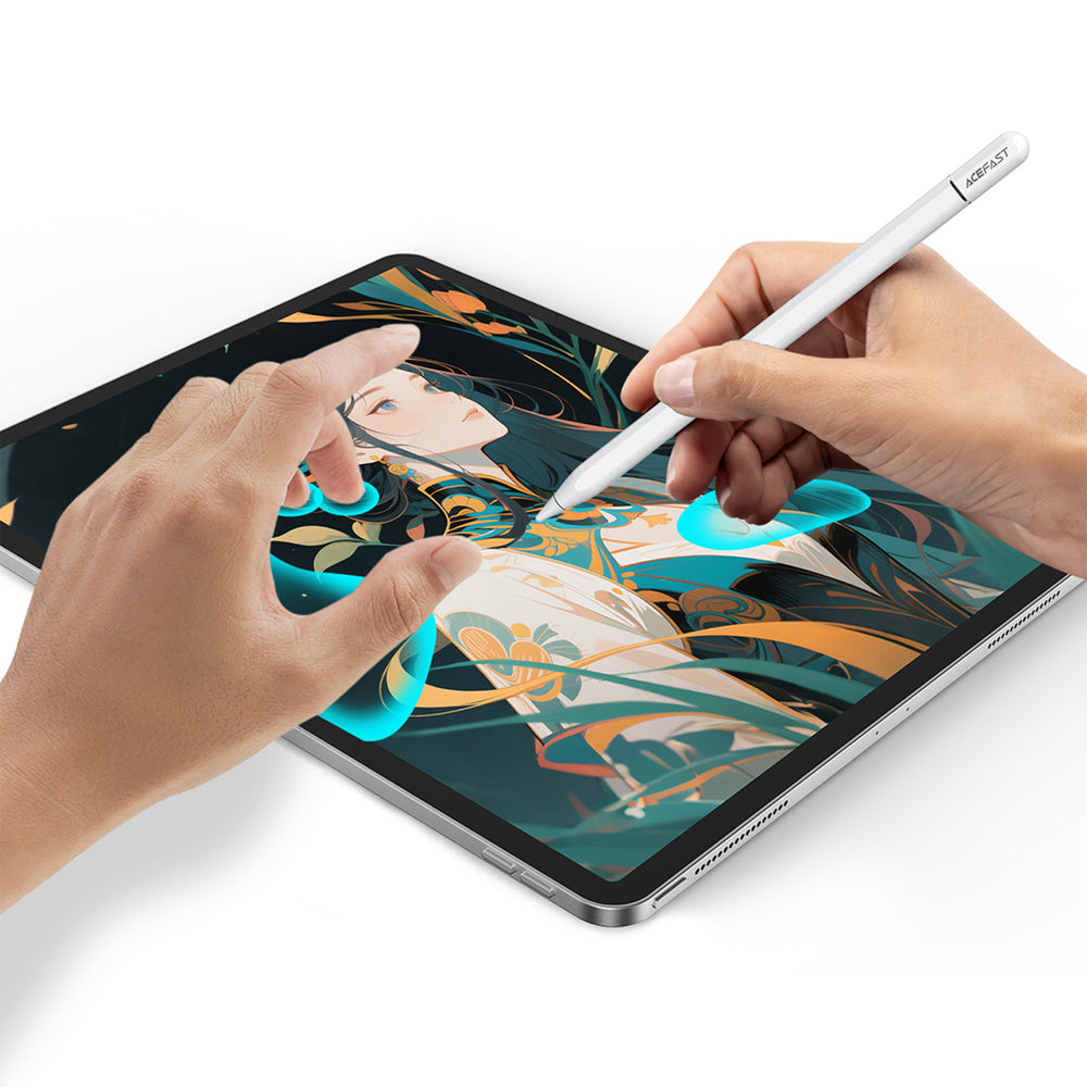 Acefast V3 Capacitive Stylus for iPad with Wireless Charging and 2 Interchangeable Tips - White