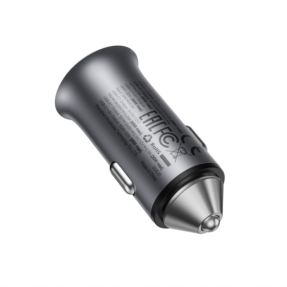 Acefast B16 95W USB-A + USB-C Biloplader - Grå