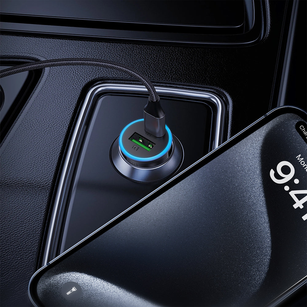 Acefast B15 65W USB-A + USB-C Car Charger - Gray
