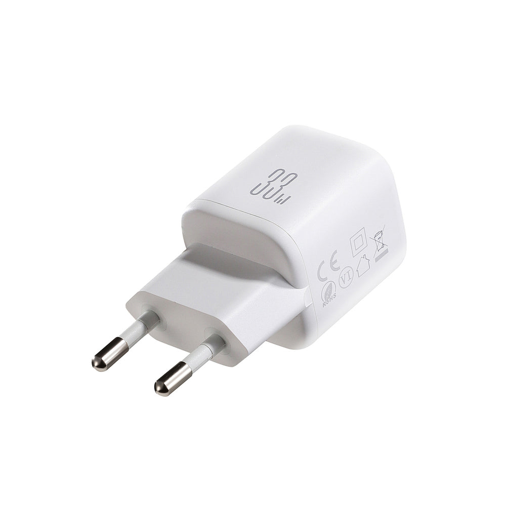 Joyroom JR-TG7 33W USB-A + USB-C Wall Charger med 60W USB-C til USB-C 1m Kabel - Hvid