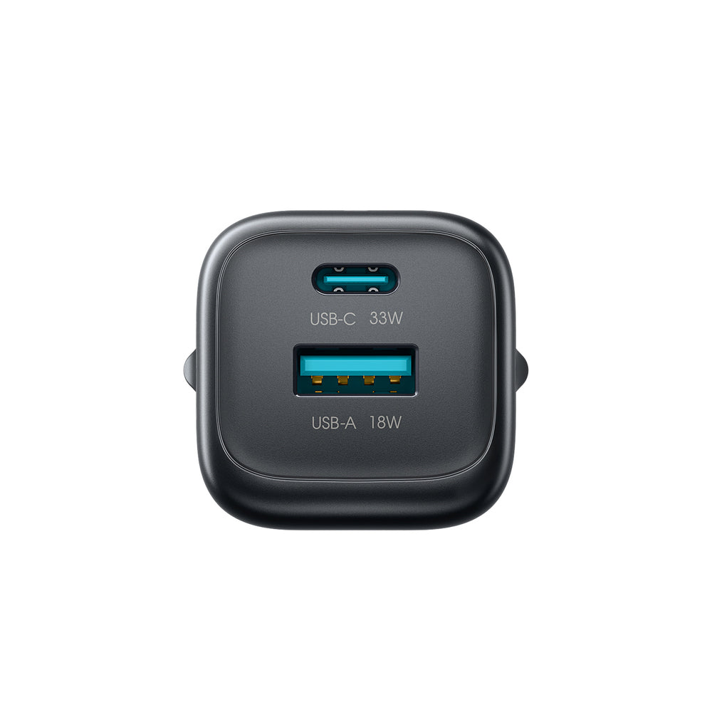 Joyroom JR-TG7 33W USB-A + USB-C Wall Charger med 60W USB-C til USB-C 1m Kabel - sort