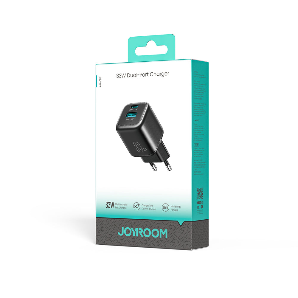 Joyroom JR-TG7 33W USB-A + USB-C Wall Charger - sort