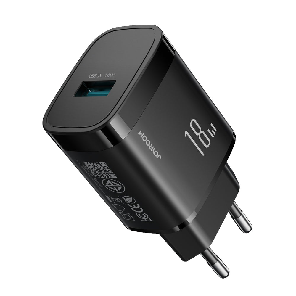 Joyroom JR-TF4 18W vægoplader med 3A USB-A - USB-C 1m kabel - sort
