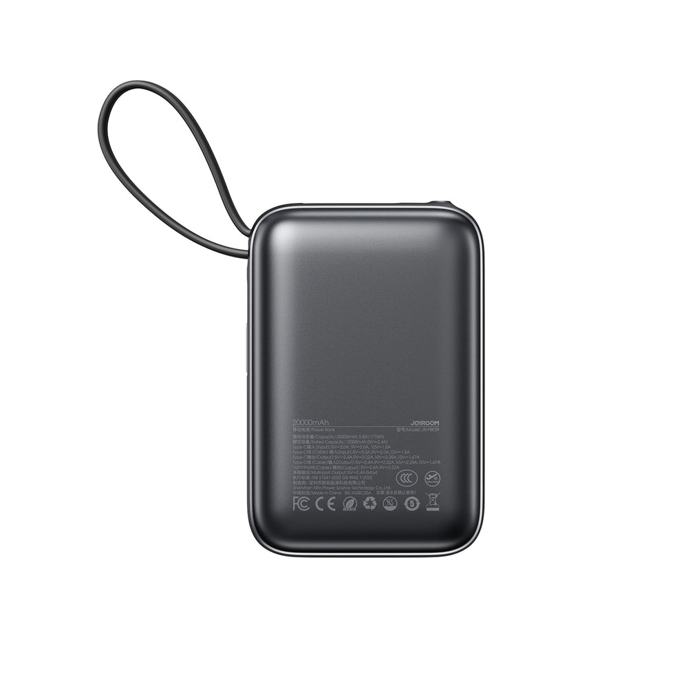 Joyroom JR-PBF29 20000mAh 22.5W Powerbank med dobbelt kabel - sort