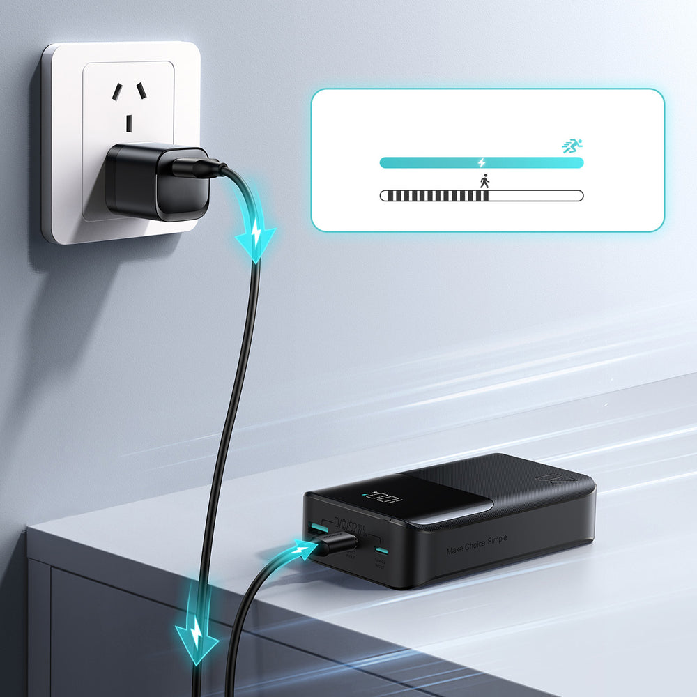 Joyroom JR-QP192 Star Series Mini 20000mAh 22.5W Powerbank med digital skærm - sort