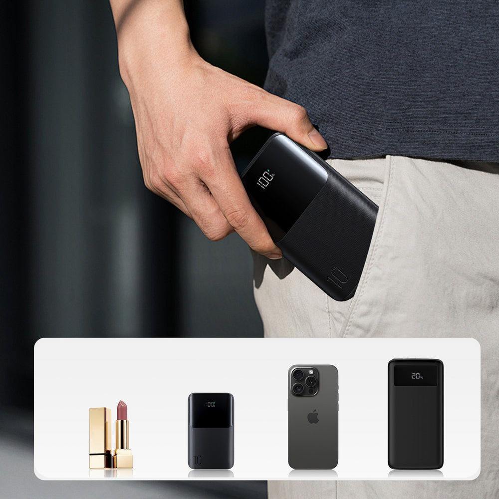 Joyroom JR-QP191 Star Series Mini 10000mAh 22.5W Powerbank med digital skærm - sort
