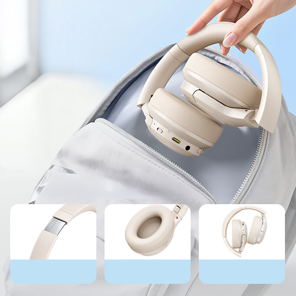 Baseus Bass BH1 Lite Wireless On-Ear Bluetooth 6.0 Headphones - White