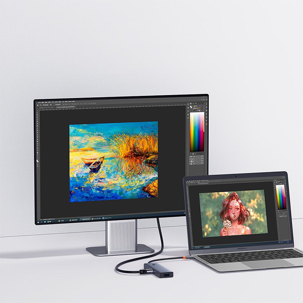 Baseus UltraJoy Series 6 in 1 Hub USB-C to 1 x HDMI4K@60Hz + 4 x USB-A 3.0 + 1 x USB-C PD - gray