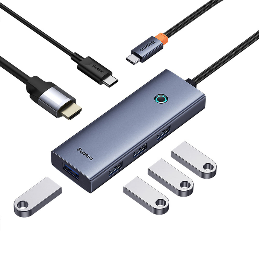 Baseus UltraJoy Series 6 in 1 Hub USB-C to 1 x HDMI4K@60Hz + 4 x USB-A 3.0 + 1 x USB-C PD - gray