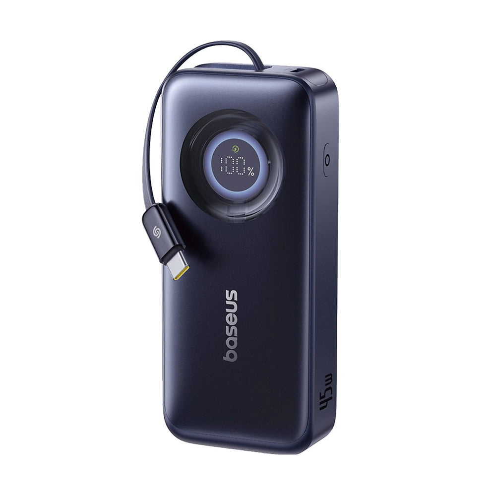 Baseus EnerCore CR11 10000mAh 45W Power Bank with Retractable USB-C Cable - Black