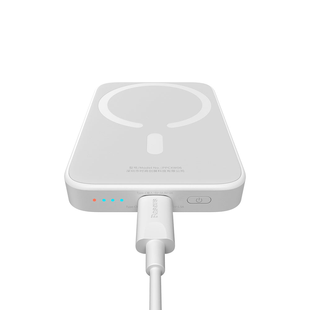 Baseus Airpow 6000mAh 20W Power Bank with Baseus Simple USB-C Cable (20V/3A) 30cm - White