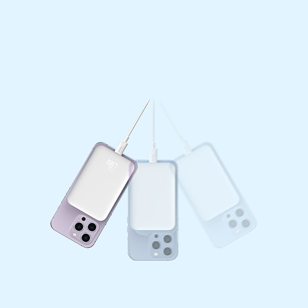 Baseus Airpow 6000mAh 20W Power Bank with Baseus Simple USB-C Cable (20V/3A) 30cm - White