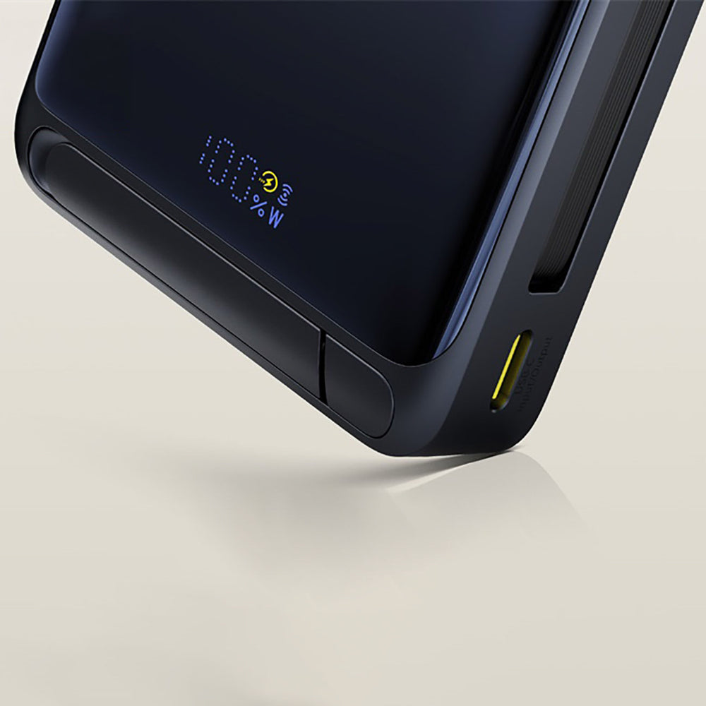 Baseus Nomos 10000mAh 30W Qi2 Power Bank with MagSafe Compatible Stand with Built-in USB-C Cable - Black
