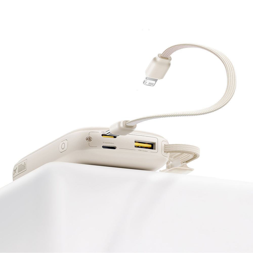 Baseus EnerFill FC21 Qpow 3 Ultra 10000mAh 45W Power Bank with Digital Display and Detachable USB-C - Lightning Cable - Titanium